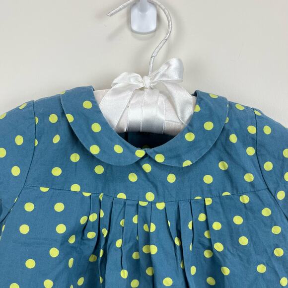 Bonpoint Blue Green Polka Dot Dress 18 Months - Picture 2 of 8